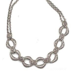 LOIS HILL Sterling Silver Cut Out Oversized Open Link Double Chain Necklace NWOT